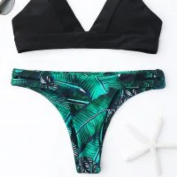 Leaf Print Thong Bikini Set - Picture 6 of 7